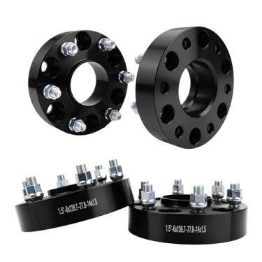 Imagem de Autodevil 6 x 5,5 espaçadores de roda 3,8 cm (6 x 139,7 mm) PCD 77,8 mm furo do cubo M14x1,5 pinos adaptadores de roda CNC de alumínio 4 peças acessórios de roda de carro peças adequadas para Ram 1500
