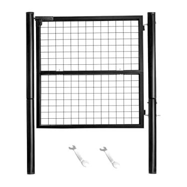 Imagem de Sptchapn Portão de cerca de malha de arame - 150 cm (L) x 107 cm (A), Portão externo resistente à prova de ferrugem com postes de inserção estáveis, ideal para jardim, quintal, pátio, contenção de