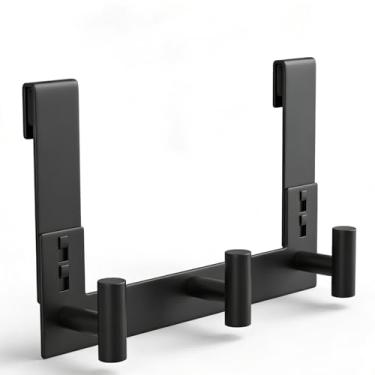 Imagem de PMMASTO Ganchos de chuveiro extra longos sem broca, serve para porta de 0,9 cm de espessura, ganchos de toalha de aço inoxidável resistentes para porta de chuveiro de vidro sem moldura, comporta