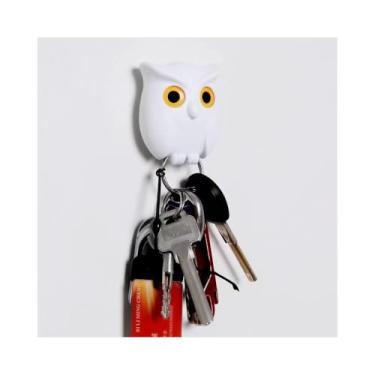 Imagem de Gancho magnético de coruja branca piscando ímã de geladeira sem necessidade de perfuração, hall de entrada, gancho adesivo para hall de entrada, porta-chaves para pendurar na parede traseira da porta