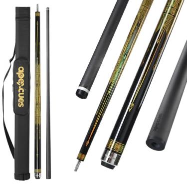 Imagem de apexcues Taça de piscina de fibra de carbono - V 12,5 mm ponta 3/8x8 pinos 58'' 595.3 g sistema de peso ajustável taco de bilhar eixo de baixa deflexão com padrão de totem dourado