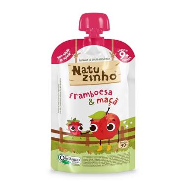 Imagem de Natuzinho Papinha de Fruta Orgânica Maçã Framboesa 99g - Prática, Kosher e Sem Aditivos, Ideal para Lanche Saudável de Bebês a Partir de 9 Meses