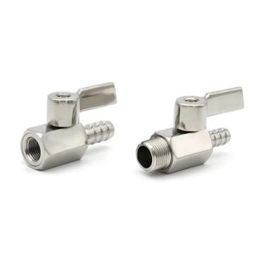 Imagem de 1 peça válvula de esfera 304 aço inoxidável 8/10/12 mm mangueira farpa 1/8 1/4 1/2 3/20.3 cm macho fêmea rosca 2 Way válvula de esfera (3/20.3 cm, 12MM_MALE)