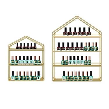 Imagem de Prateleiras de metal para guardar esmaltes de parede prateleira de esmalte de metal de 3/4 camadas prateleira de esmalte de óleo essencial, loja de salão de unhas, prateleira de ferro para exibição de