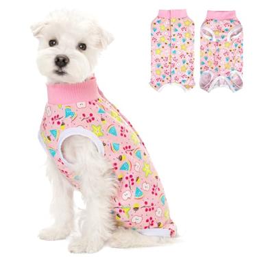 Imagem de Coppthinktu Macacão de recuperação para cães pós-cirurgia body neutro, esterilização, roupas masculinas pós-operatórias, gola eletrônica, alternativa, antilambida, frutas, P