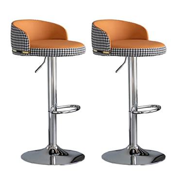 Imagem de Conjunto de 2 bancos de bar com almofada macia de poliuretano, banquetas giratórias ajustáveis, bancos de encosto baixo, 5 a 8 minutos para montar, carrega até 150 kg