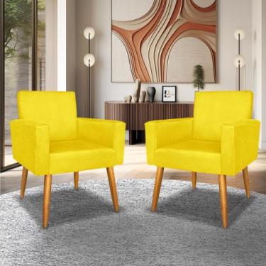 Imagem de Kit 2 Cadeira Poltrona Decorativa Sala Promoção - Casal Decor, Amarelo