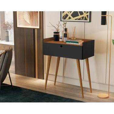 Imagem de Aparador Sala Pés Palito Estilo Retrô 1 Porta Condessa Preto / Nature 