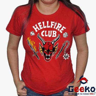 Imagem de Baby Look HellFire Club 100% Algodão - Stranger Things - Geeko, Vermel
