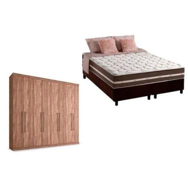 Imagem de Cama Box Casal + Colchão Classic + Guarda Roupa Master Vip 8.4 Atacama