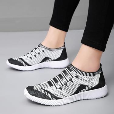 Imagem de Tênis feminino sem cadarço para caminhada, casual, leve, confortável, respirável, de malha, sem fecho, Zapatillas de Mujer, Preto, 40