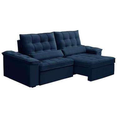 Imagem de Sofá 4 Lugares Retrátil e Reclinável Firenze Veludo Azul - Ferguile