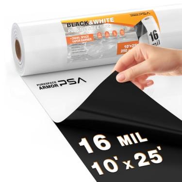 Imagem de Barreira de vapor espacial de rastejamento, barreiras de vapor de 16 mil, 25 x 25 cm, cobertura de barreira de vapor de pano de queda para encapsulamento de espaço de rastreamento, folha de plástico