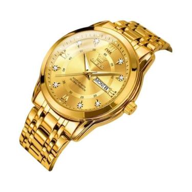 Imagem de Relógio De Quartzo De Luxo Masculino OLEVS, Dourado, Com Diamantes, À 