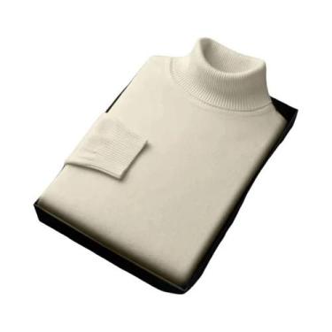 Imagem de Suéter Masculino De Gola Alta De Manga Longa Slim Fit Tricotado Em Cor