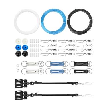Imagem de BLUEWING Kit de equipamento triplo atualizado V3 All-in-One com linha mono de 181 kg, clipes de liberação, polia, giros de encaixe, crimpagens, batentes de bola e anéis para configuração de