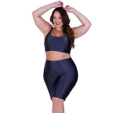 Imagem de Conjunto Top e Bermuda Fitness 3D Cropped com Bojo Removível- c10 BRUN