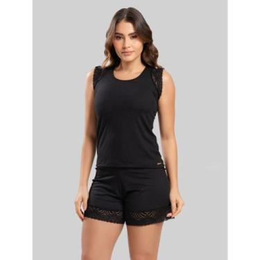 Imagem de Short doll Baby doll Pijama Feminino Canelado Conforto Dia a Dia Básic