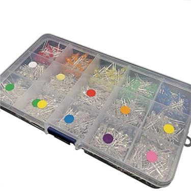 Imagem de XMGKMN Kit sortido de diodos emissores de luzes de 3 mm 5 mm 15 cores para PCB DIY F3 F5 DIY (Cor: F3 300 peças (cada 20 peças)