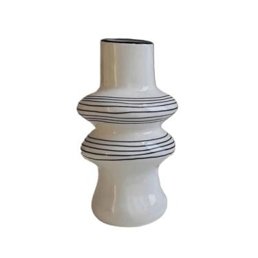 Imagem de Vaso criativo horizontal listrado vaso de cerâmica ornamentos sala de estar mesa arranjo de flores dispositivo de flores decoração vasos de flores