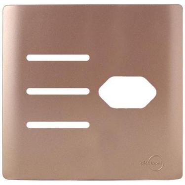 Imagem de Placa 3 Teclas + Tomada Com Suporte 4X4- Novara Champanhe