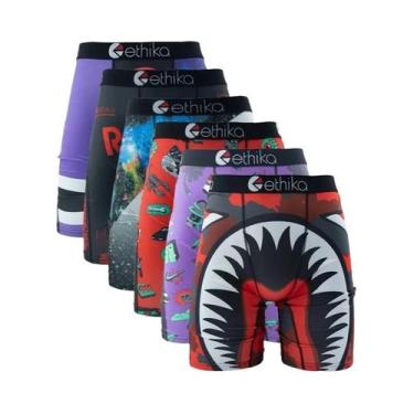 Imagem de Cuecas Boxer Masculinas plus Size Respiráveis 6 Peças Estampadas Para 