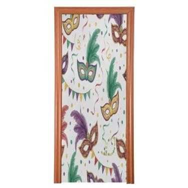 Imagem de Wassud Máscaras de carnaval para porta de baile de máscaras de dia dos namorados decoração de festival ao ar livre faixa interna decoração de casa grande decoração de porta da frente 91 cm x 248 cm