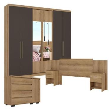 Imagem de Guarda Roupa Casal Passione Ultra Glass 6 Portas Capuccino Cacau com C