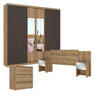 Imagem de Guarda Roupa Casal Passione Ultra Glass 6 Portas Capuccino Cacau com C