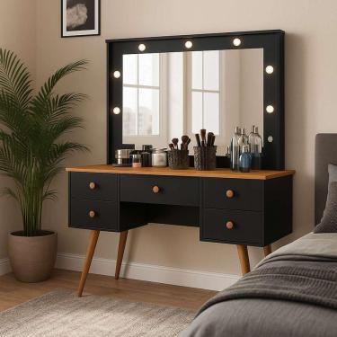 Imagem de Penteadeira Camarim Com Led Anaísa Preto/nature