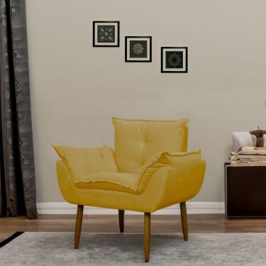 Imagem de Poltrona Decorativa Para Sala E Quarto Opala Suede Herrero Cor:amarelo