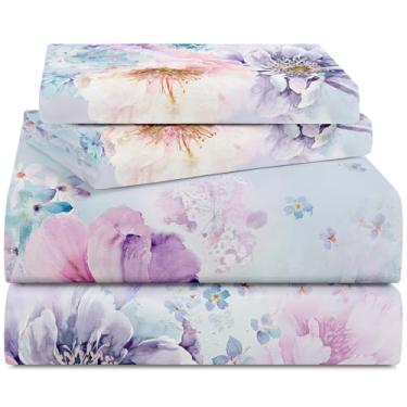 Imagem de YIYEA Jogo de lençol de cama de microfibra escovada dupla premium para todas as estações, macio, respirável, bolso profundo de 40,6 cm, resistente a encolhimento e desbotamento, 4 peças, casal