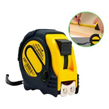 Imagem de Fita Trena Métrica Profissional Emborrachada com Trava - Medições Precisas e Duráveis