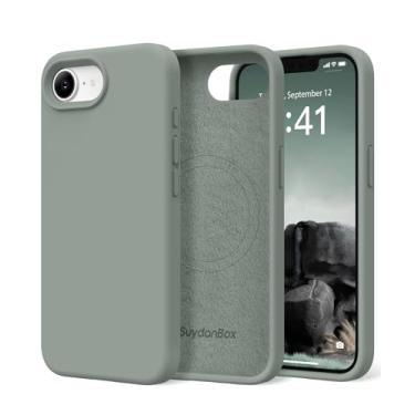 Imagem de SuydanBox Capa magnética para iPhone 16e, compatível com MagSafe, [forro de microfibra macio antiarranhões] Capa protetora de silicone fino à prova de choque para iPhone 16E de 6,1 polegadas, verde