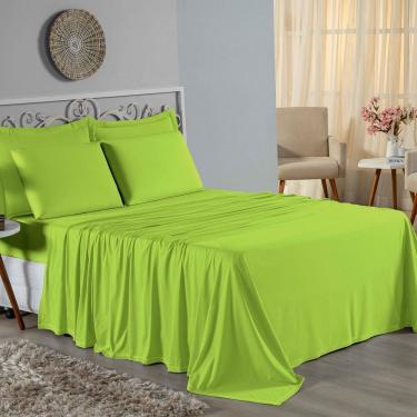 Imagem de Jogo De Cama Solteiro Nobre 3 Peças Lençol Com Elástico De 30cm De Altura Malha 100% Algodão - Pistache