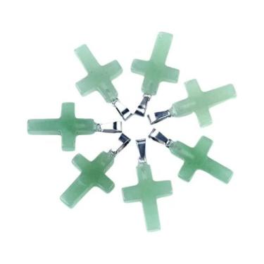 Imagem de Pingente De Pedra Natural Quartzo Rosa Ametista Em Formato De Cruz 18x