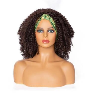 Imagem de Peruca curta de estilo africano encaracolada de 45 cm com faixa verde 