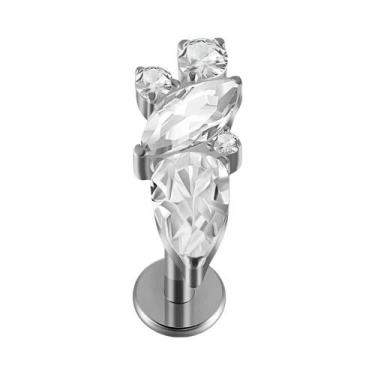 Imagem de Brinco De Titânio Com Zircônia Cúbica E Rosca Interna Para Labret, Tra