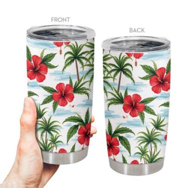 Imagem de Copo de viagem Caneca de café Oasisdream 600 ml com estampa de flores