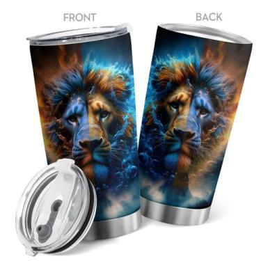 Imagem de Copo Oasisdream de aço inoxidável 600ml com estampa de leão