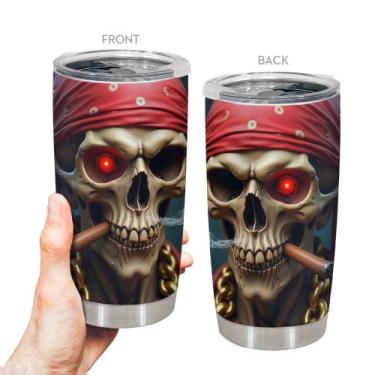 Imagem de Copo Oasisdream de aço inoxidável 600ml com estampa de caveira