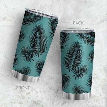 Imagem de Caneca de viagem Oasisdream Tumbler 600 ml com estampa de folhas