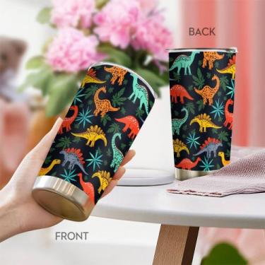 Imagem de Caneca Tumbler Oasisdream de aço inoxidável 600mL com dinossauro
