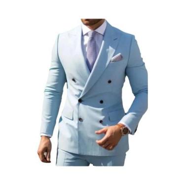 Imagem de Terno Masculino Laranja Formal De 2 Peças Com Botões Metálicos Para Ca