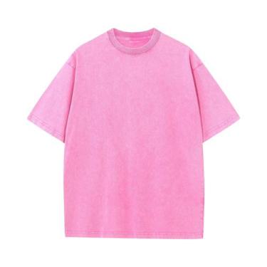Imagem de Camiseta Masculina Oversized Vintage De Algodão Pesado Lavado Para O V