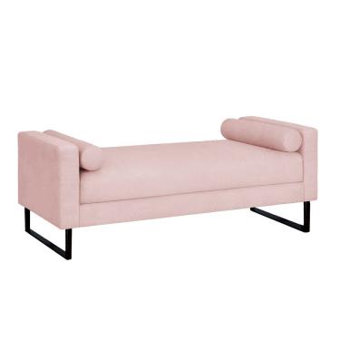Imagem de Recamier Berlim Base Metal 1,20m Suede Rosa Bebe - Inova Decorações