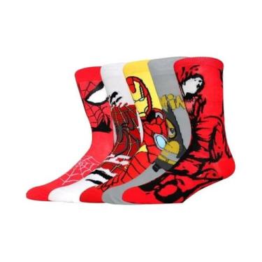 Imagem de Meias Longas Engraçadas Para Skate Masculinas Da Marvel, 5 Pares, Home