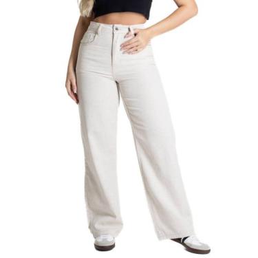 Imagem de Calça Linho Sawary Wide Leg Petit - 280341 - Off white 36, Bege, 36