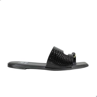 Imagem de Tamanco Rasteira Feminino Moleca Verniz Croco Preto 5560.106