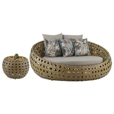 Imagem de Chaise Barcelona Alumínio Puff Varada Jardim Trama Original Pedra Ferro